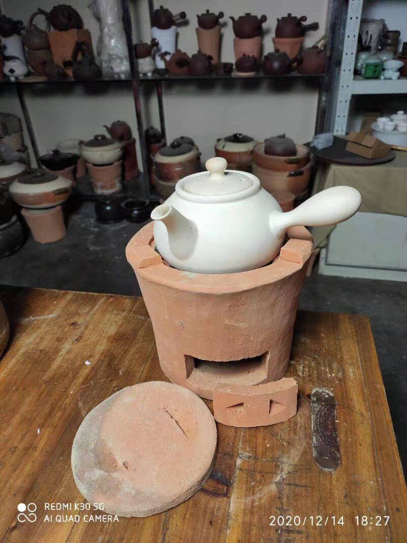 大号煮茶炭炉红泥火炭木炭炉家用泥炉风炉功夫茶炉耐热侧把白泥壶