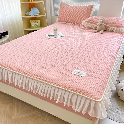 A类床笠花边款乳胶凉席三件套冰丝席夏季可机洗学生宿舍软席子