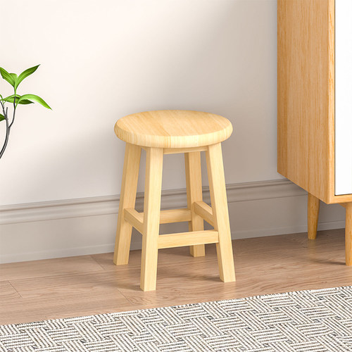 实木圆凳家用木板凳客厅餐桌凳中式复古商用凳子饮食店餐厅凳椅子