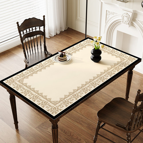 欧式餐桌垫免洗防油防水防烫桌布隔热高级感长方形皮革茶几垫桌布