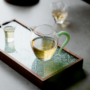 草堂公道杯天青玉高透明水晶耐热玻璃分茶器旦盅茶海茶具茶漏配件