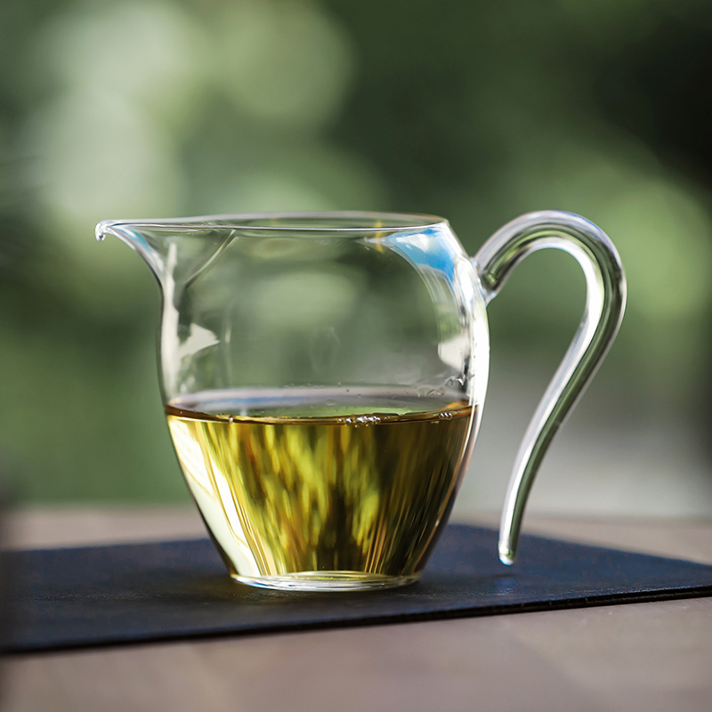 领艺玻璃公道杯功夫茶具配件可电陶炉/蜡烛加热茶海分茶器匀杯