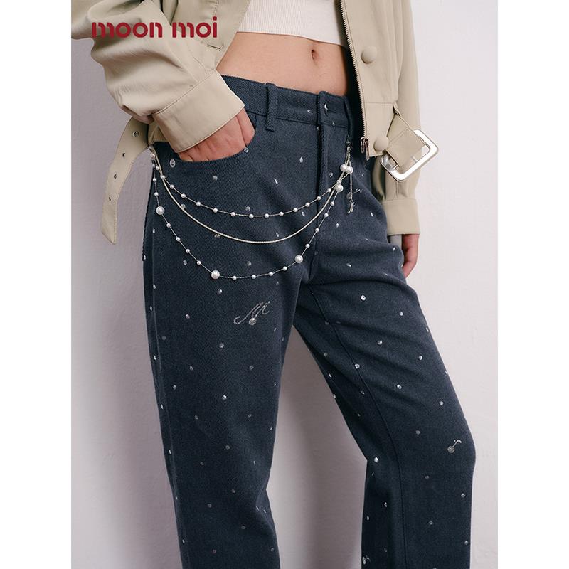 Moonmoi 鎏光樱珠 高级感百搭时尚手工多层珍珠樱桃M字母腰链女