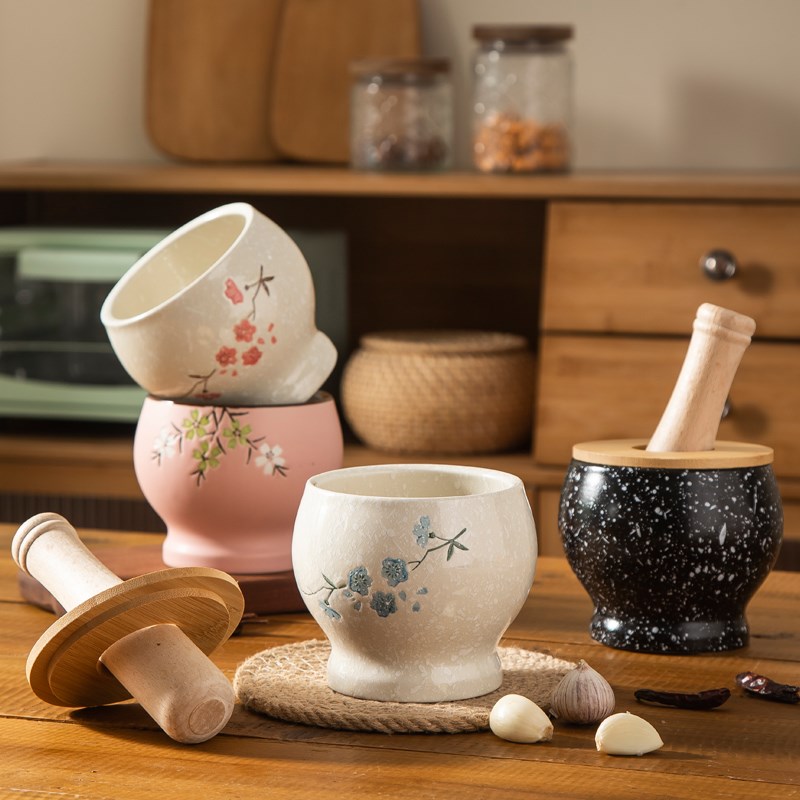 陶瓷捣蒜器捣药器捣蒜罐捣药罐配木棒捣碎罐压蒜器研磨器捣蒜泥臼