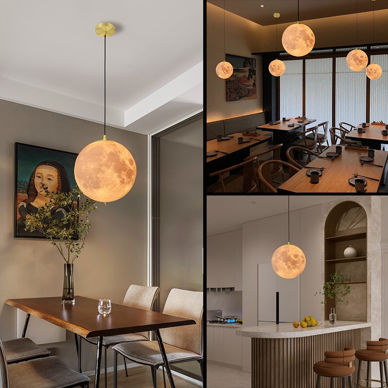 月球灯吊灯3d打印星球吊灯客厅卧室儿童房阳台氛围装饰创意月亮灯