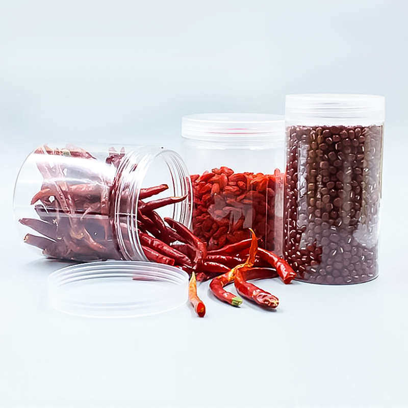 10口径-大号塑料瓶食品包装透明圆形罐食品透明储存罐饼干密封罐