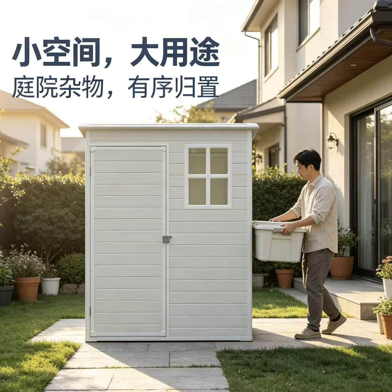 户外工具房庭院花杂货间移动F35收纳大容物房储农村量别墅园收纳