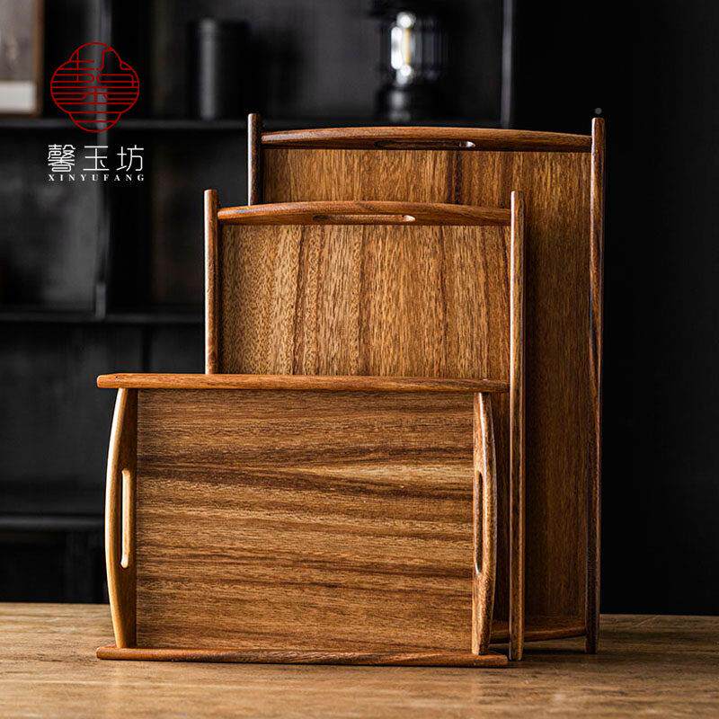 南胡桃木托盘酒店餐厅纳形餐盘长方家用放茶杯茶托盘收底23-467部