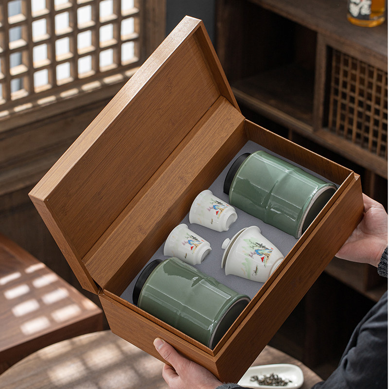 茶叶罐包装盒空礼盒装陶瓷礼品盒中号通用订制红茶白茶龙井绿茶
