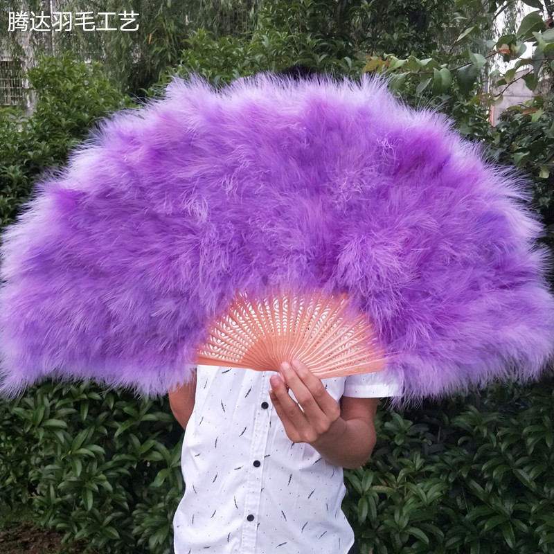 包邮精品羽毛扇全绒加厚大号表演舞蹈扇羽毛旗袍走秀扇70CMX40CM