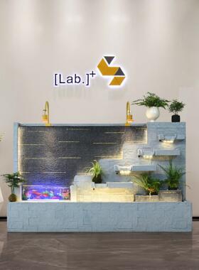 简店约水幕墙庭流水摆WCM件酒前台地流水墙隔断户落外院招财鱼缸
