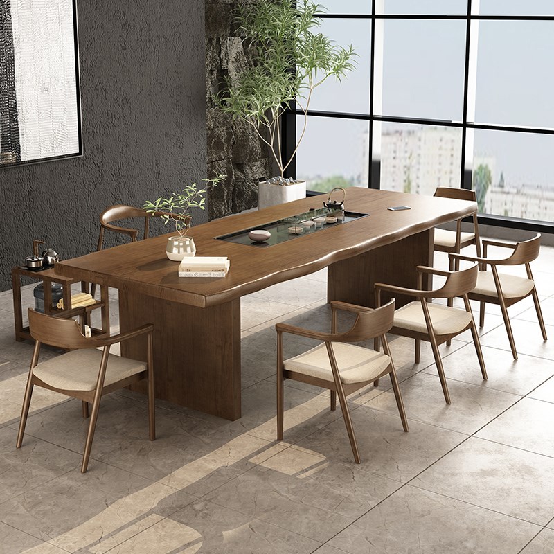 实木茶桌茶盘一体泡茶桌椅组合功夫大板茶台后现代简约家用茶几桌