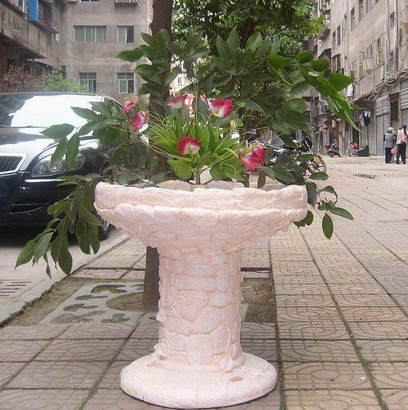 欧式复古绿植物花盆花园花器装饰工艺品仿砖雕塑特大落地摆件