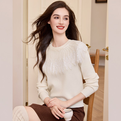 【专柜大清仓】&白鹿语套头毛织可外穿女式针织衫BX20204