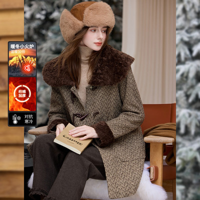 【甜馨Tia】&白鹿语夹棉加厚串珠盘扣女式棉衣棉服ZBX10030