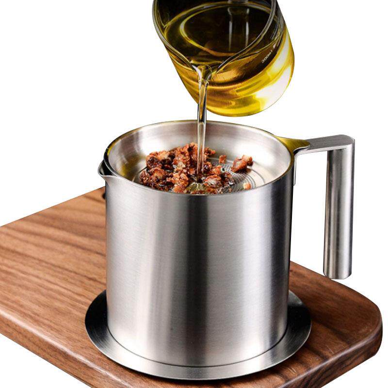 304加厚不锈钢滤油壶家用厨房多用储油过滤油渣装油壶猪油罐