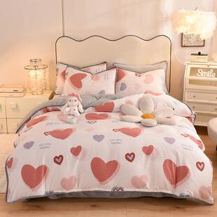 秋冬加厚全棉加绒四件套床单被套三件套床上用品南通市家纺四件套