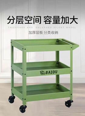 绿色三层小推车工业推风工具手车静音收滚车轮纳零件移动花640架