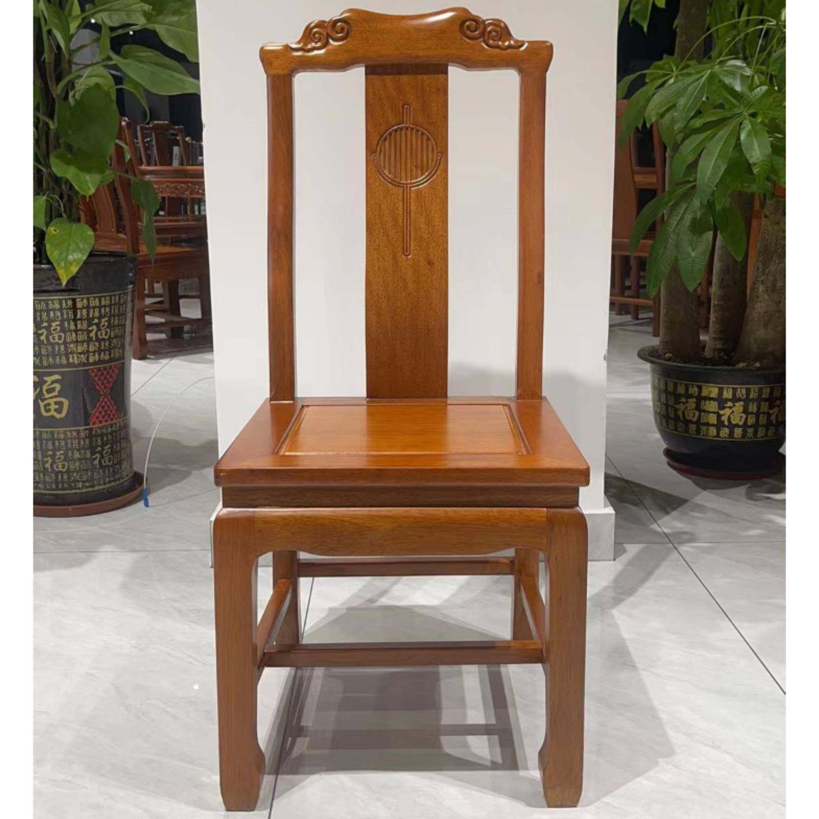 全实木金花梨木YS888靠背式中装菠萝格原木椅店凳餐厅餐桌整酒明