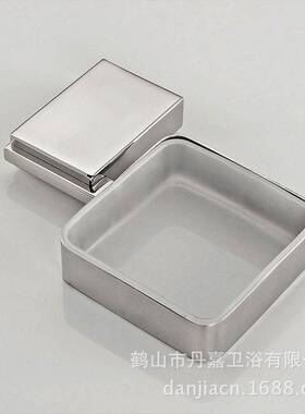 肥皂碟套装304不锈钢方形肥皂架单碟1层磨砂玻璃碟厂家直售X6007