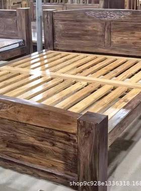 复床古老榆木实木榫卯人床民宿家中用新式老榆木实木双双VJH人床