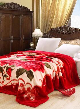 跑量款加双毯层拉舍尔毛毯8-毯12斤冬季婚庆盖双面绒云HYJ22083貂