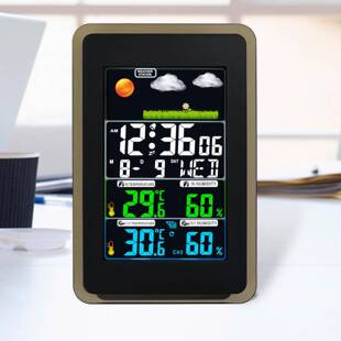 热卖线输传彩色天显示无屏气预报钟室内外温湿度H173G-co气象监测