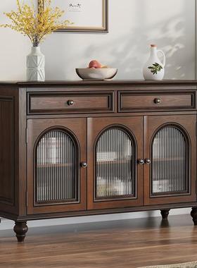 美式实木房餐边柜储物柜碗柜茶水柜柜厨白木柜酒子收VDM纳蜡家具