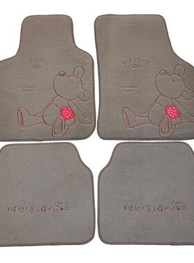 可车爱卡通汽脚垫面单片车内护防IIJ脏地毯绒保垫子