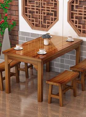 面馆桌饭店小吃店REZ桌椅椅快餐桌椅桌组合实木餐馆食餐堂烧烤碳