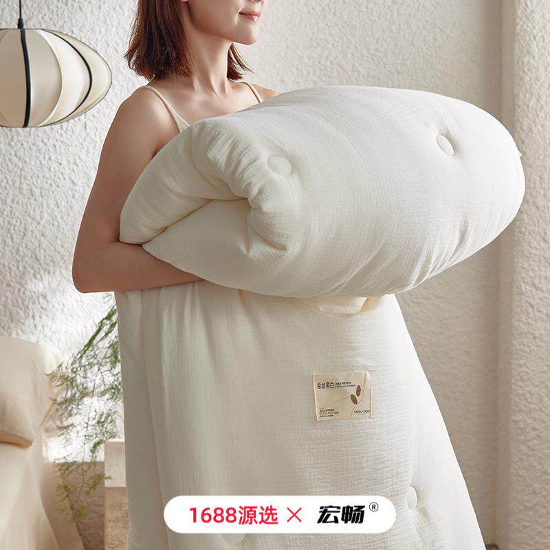 A类母婴级全棉蚕丝蛋白被纯棉春秋被冬被拉链款二合一加厚子母被