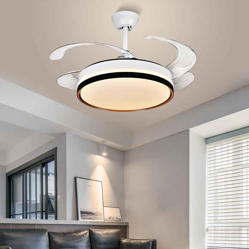 led风扇灯吊扇灯现代简约客厅餐厅卧室餐厅隐形吸顶一体电扇吊灯