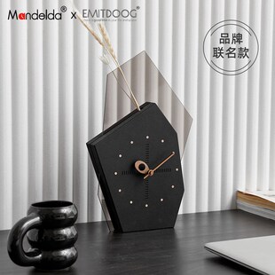 Mandelda钟表2023新款座钟客厅家用台式摆件家居饰品干花艺术装饰