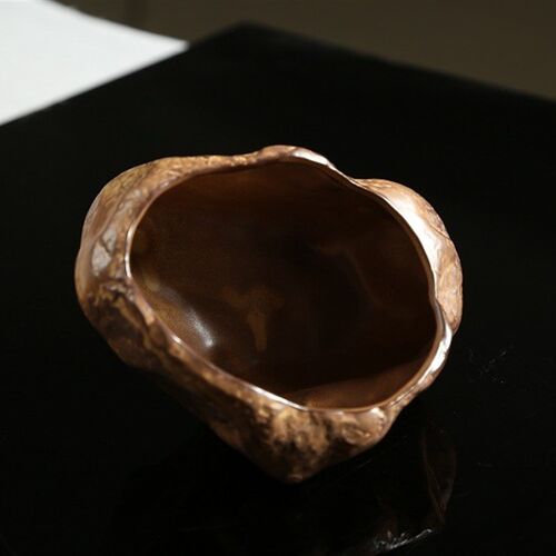 奇异手工仿奇石陶瓷小花瓶红陶水植花盆花器办公家居桌面装饰摆件