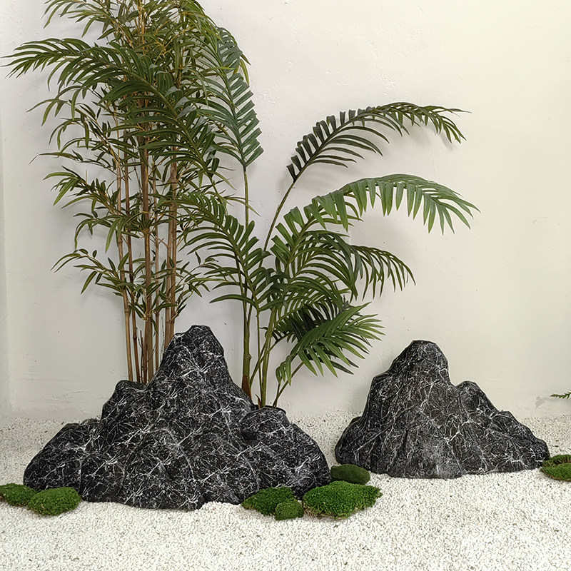 仿真假山石头组合摆件庭院造景布置中式室内玄关景观装饰雕塑软装