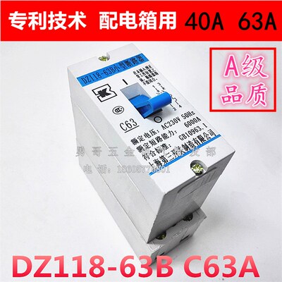 家用电表箱 配电箱用小型断路器DZ118-63B 40A 63A 银点 质保一年