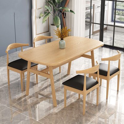 餐桌小户型家用现代简约餐桌椅休闲快餐厅桌椅饭桌长方形桌子