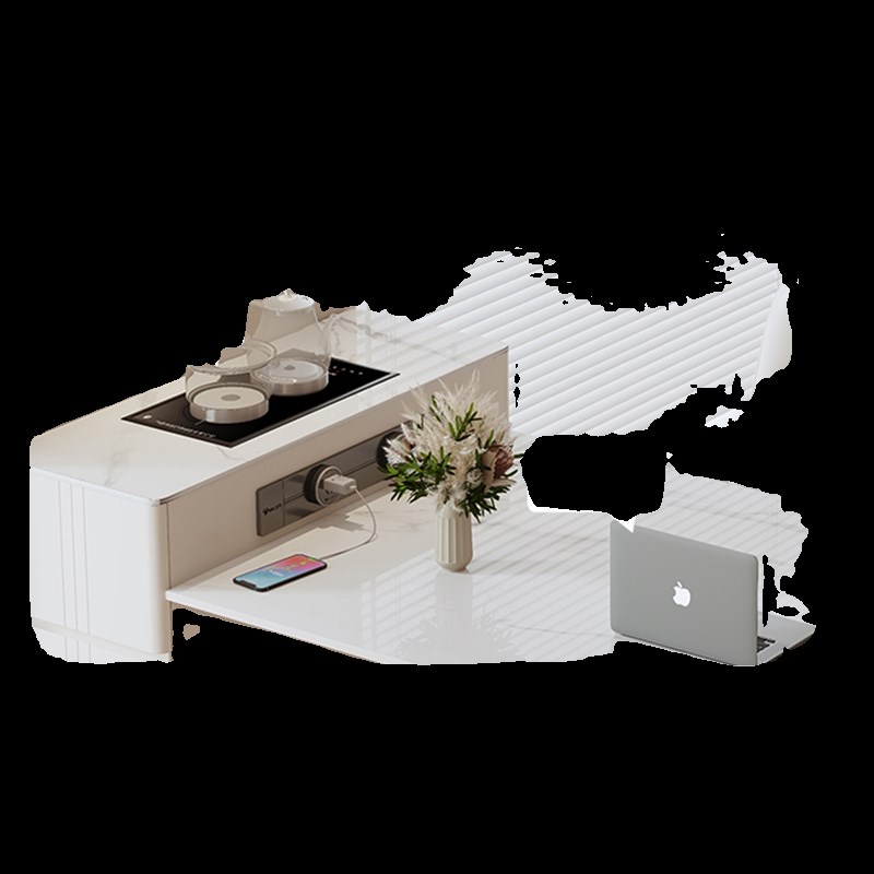 法式岛台餐桌一体家用客厅现代简约奶油风饭桌子岩板餐桌椅