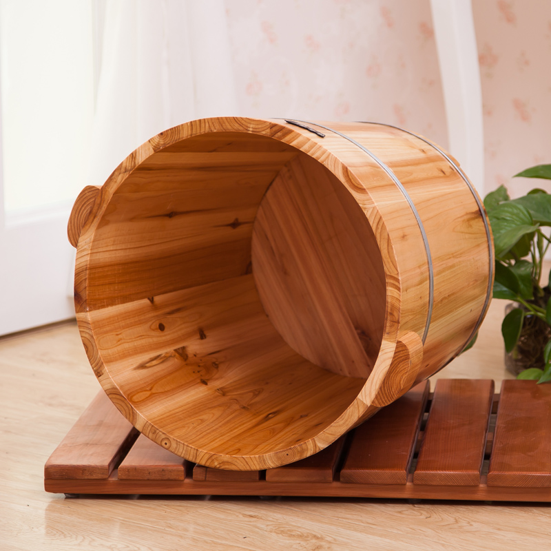 沐之风CM高杉木泡脚木桶足浴桶洗脚盆木桶泡脚木盆家用 带盖