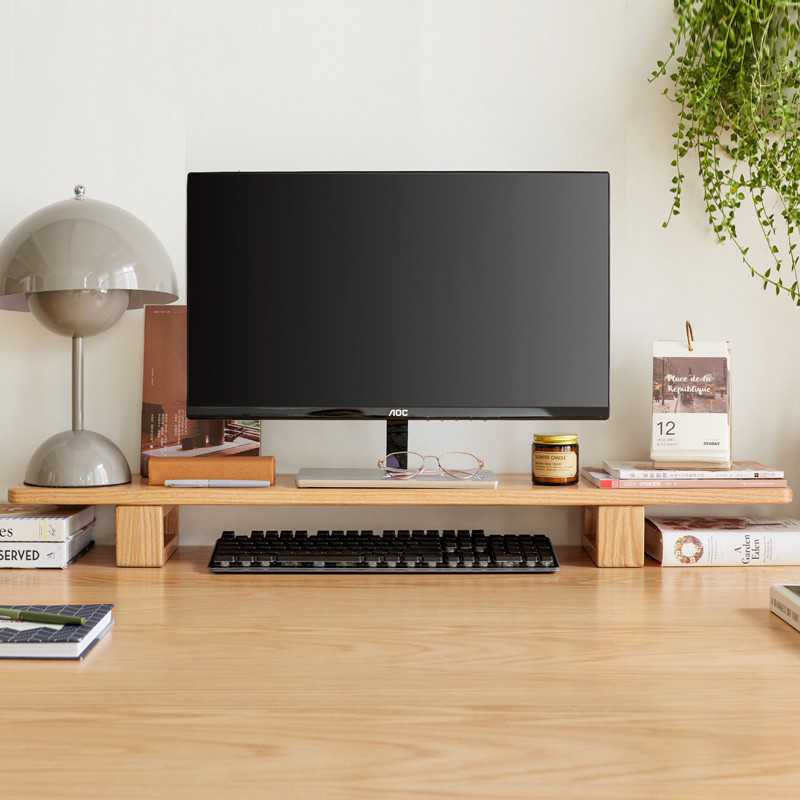 西物台式电脑增高架办公室简易显示器有线免安装实木桌面置物支架