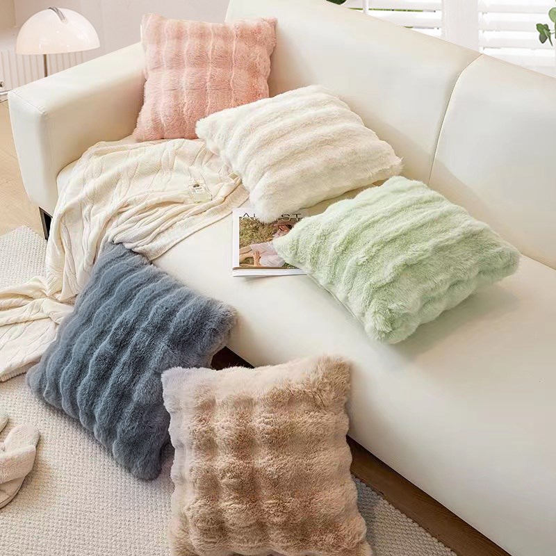 面兔毛泡泡绒抱枕沙发客厅靠枕办公室靠背靠垫冬季抱枕不含芯