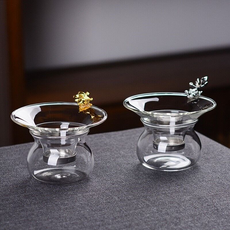 耐热玻璃大号茶漏透明茶滤网茶叶滤网过滤器功夫茶具配件一体茶滤