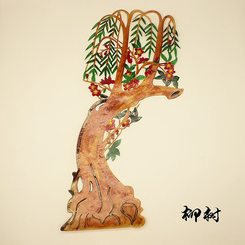 梅兰竹菊绿色大树桌椅草地鲜花桃树柳树果树石头皮影戏道具
