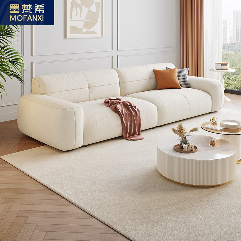 墨梵希奶油风布艺沙发客厅小户型2024新款法式简约直排猫抓布沙发