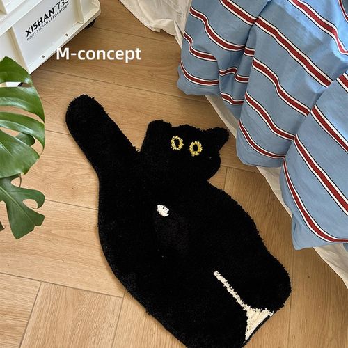 月光集【喵星人】浴室防滑地垫卡通黑猫吸水卫生间植绒地毯儿童