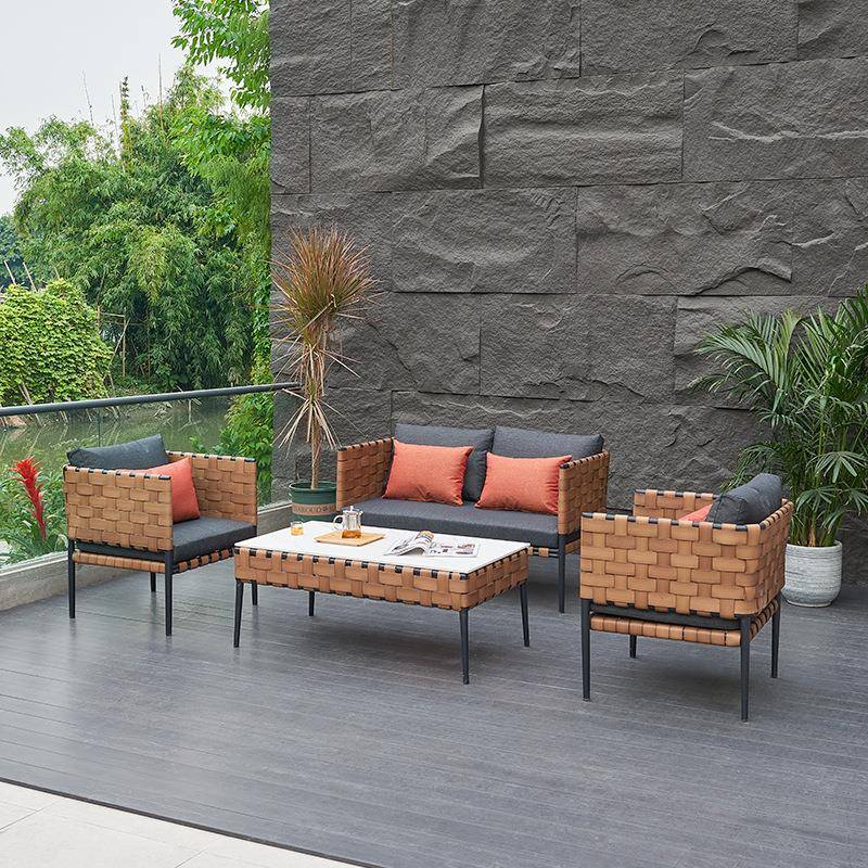 户外沙发防水防晒休闲庭院花园露天室外别墅民宿藤编沙发藤椅家具