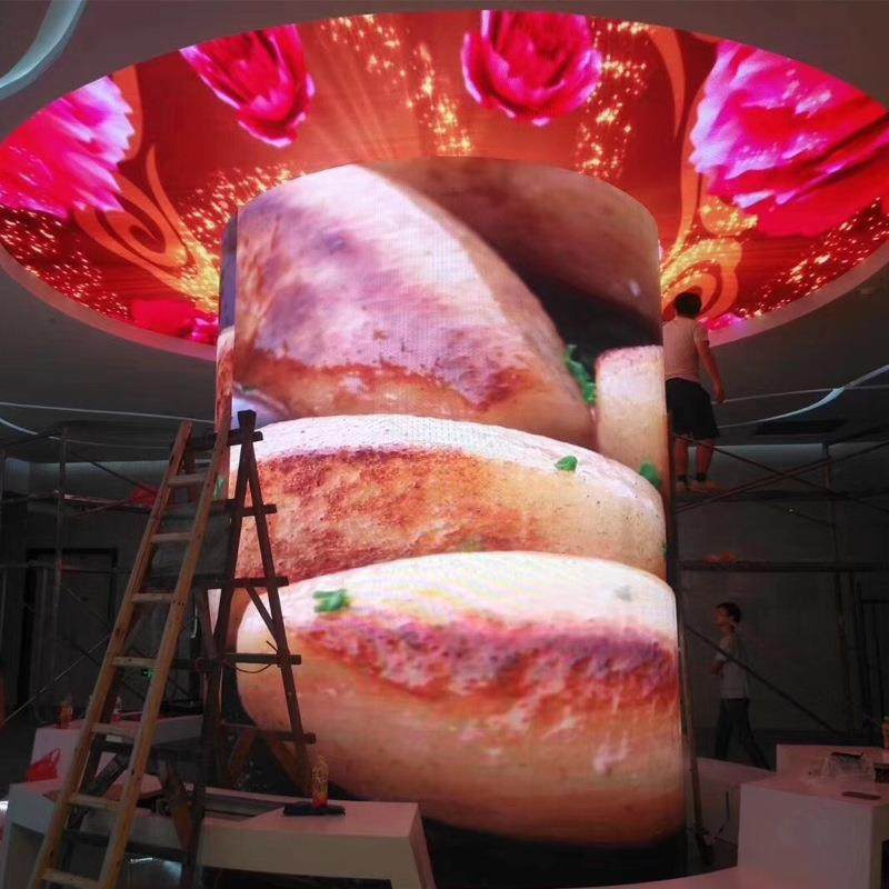 LED圆柱屏P2.5室内柔性曲面全彩弧形LED显示屏博物馆异形圆环屏