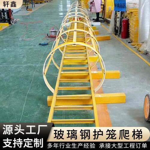 玻璃钢爬梯护笼施工外墙登高检修玻璃钢直梯厂家楼顶安全梯子