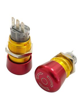 供应德崧原厂19mm 红色蘑菇头急停开关 金属按钮急停