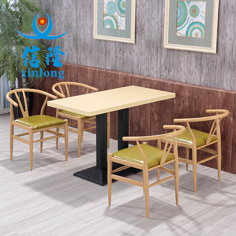 铁艺仿实木椅简约咖啡西餐厅奶茶甜品小吃店人卡座沙发桌椅